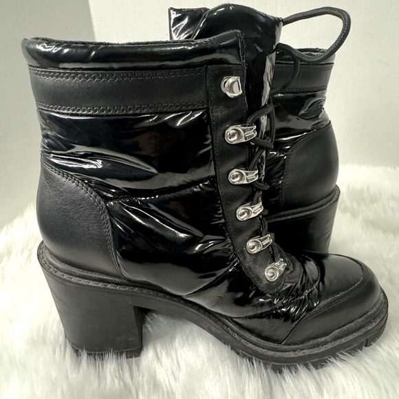 Marc Fisher Mlvaina Combat Puffer Black Lace Up Block Heel Boot Goth Punk Grunge - Picture 6 of 9